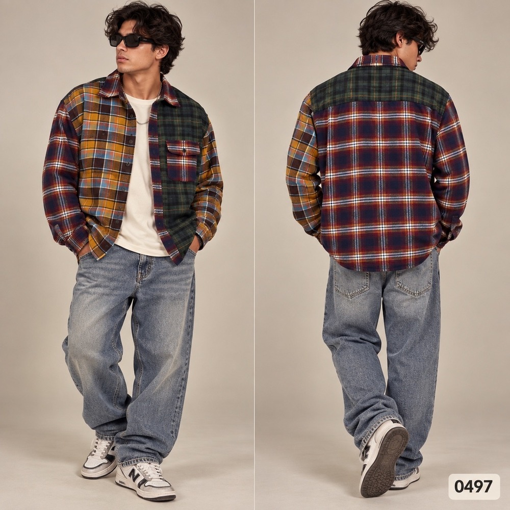 American Eagle Mens Super Soft Patchwork Plaid Flannel Shirt Multicolor S 0497